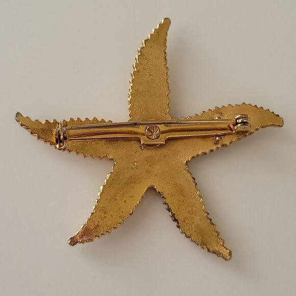 Starfish 𝅺Brooch Vintage Gold Tone Beach Nautical Pin #0108 - Picture 4 of 7